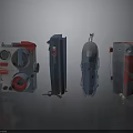 Sci Fi Mechanical Components With Various Designs And Colorful Structural Elements