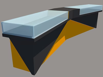Modern Mall Counter With Glass Display And Geometric Black Yellow Structure 3d model