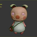 Pink Pig Stuffed Toy with Closed Eyes Red Nose Red Cross Bag and White Outfit