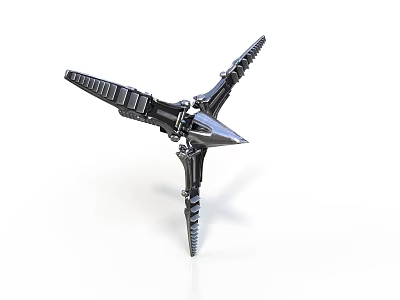 Mechanical Trident Weapon With Sharp Edges And 3D Metallic Model Design 3d model