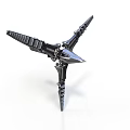 Mechanical Trident Weapon With Sharp Edges And 3D Metallic Model Design