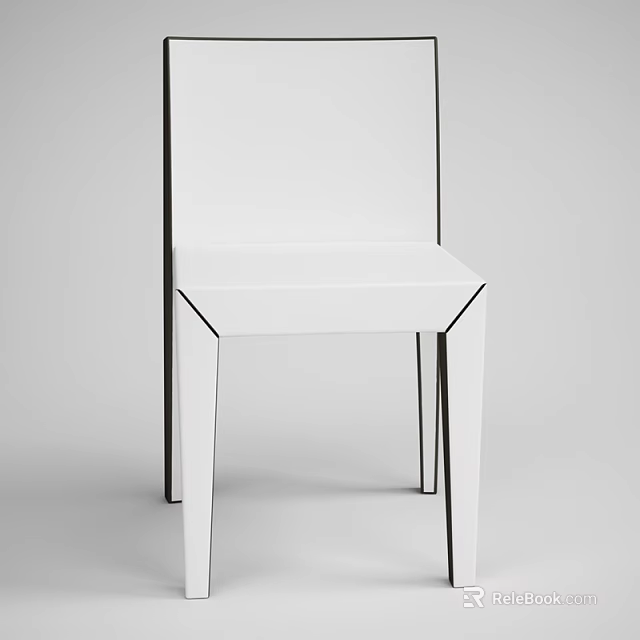 Modern Minimalist White Dining Chair With Sleek Geometric Structure And Clean Lines 3d model 