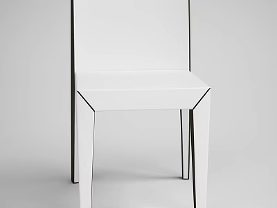 Modern Minimalist White Dining Chair With Sleek Geometric Structure And Clean Lines 3d model