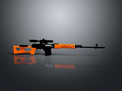 Orange And Black Tactical Rifle With Scope And Modern Design Features 3d model