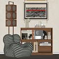 Decorative Cabinet Storage Cabinet Single Sofa Floor Lamp 3d model