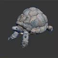 Artistic Turtle Sculpture With Patterned Shell Blue Pink Tones On Dark Background
