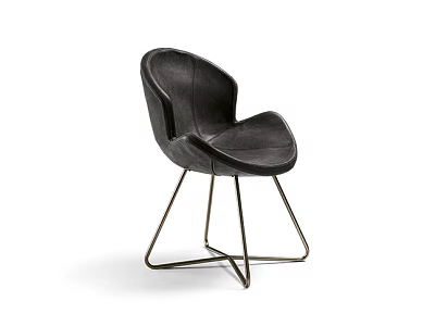 Modern Black Leather Accent Chair With Sleek Design And Metal Legs 3d model