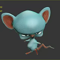 3D Mouse Character With Light Blue Body Red Ears Tail Nose And Cool Expression