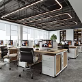 Modern public office area 3d model