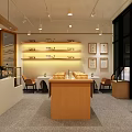 Modern Dessert Shop Interior With Bread Displays Coffee Equipment And Wooden Tables