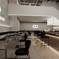 Modern Cafe Interior With Bar Counter Tables Chairs And Minimalist Design Elements