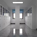Bright Archive Room With Neatly Arranged White Filing Cabinets And Marble Floor