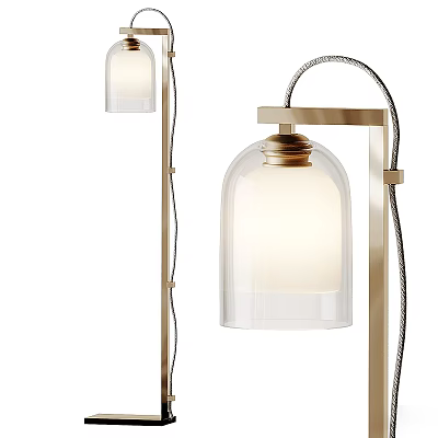 Elegant Table Lamp With Glass Shade Metal Frame And Soft Light For Home Decor 3d model
