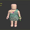 Cartoon Caveman Character in Leopard Print Outfit with Necklace holding Stone Tool on Dark Background