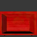 Vintage Television with Red Wooden Case Black and White Screen and Control Knobs