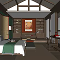 New Chinese Guest Room Tang Song Country Guest House Suite Master 3d model
