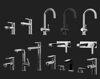 Various Contemporary Faucet Styles With Modern Designs For Kitchen And Bathroom Sinks 3d model