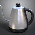 Silver Stainless Steel Electric Kettle With Long Spout And Black Handle