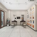 Modern Beauty Hair Salon Interior With Reception Counter Styling Chairs Mirrors And Product