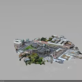 Modern Urban Aerial View With City Buildings Square Green Space And Roads
