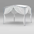 Outdoor White Canopy Tent With Metal Frame And Flowing White Drapes