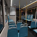 Blue Modern City Bus With Large Windows At Xavierra Bus Stop