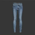 Slim Fit Blue Denim Jeans With Pockets And Stretchy Waistband