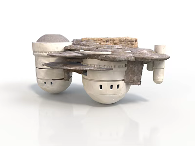 Space Exploration Habitat Module With Circular Compartments And Platform Design 3d model