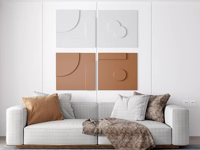 Geometric Wall Decor In White And Brown For Living Room 3d model Geometric Wall Decor In White And Brown For Living Room 3d model
