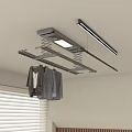 Modern Ceiling Mounted Retractable Clothes Drying Rack With LED Light And Home Use Design 3d model