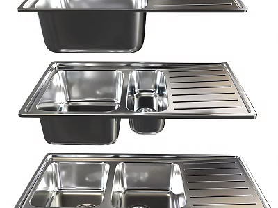 Stainless Steel Kitchen Sink With Double Bowl Drainer And Various Styles 3d model