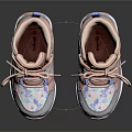 Cute Pink High Top Children's Shoes With Patterned Design And White Sole