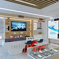 Modern Digital Store Interior With Display Tables Multiple Computers And Large Screen 3d model