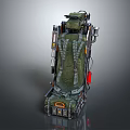 Tactical Mechanical Backpack With Green Black Orange Straps Pipes And Storage Case 3d model