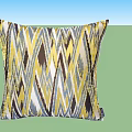 Accent Pillow With Yellow Blue Brown Geometric Ikat Pattern Modern Stylish Home Decor