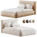 Modern Minimalist Double Bed With Pleated Headboard And Multiple Color Options