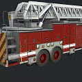 Red and White Fire Truck with Extended Ladder for Emergency Rescue Operations