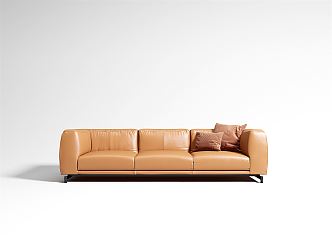 Modern three-seat sofa leather three-seat sofa 3d model