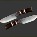 Tactical Knives With Vintage Design Red White Stripe Handles And Sharp Metal Blades