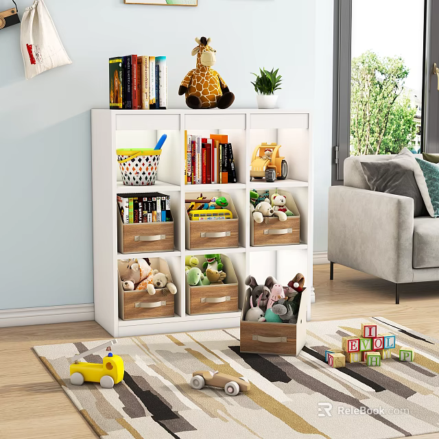 Entryway Cabinet Sideboard with Storage Drawers Shelves Books Toys and Decorative Items 3d model 
