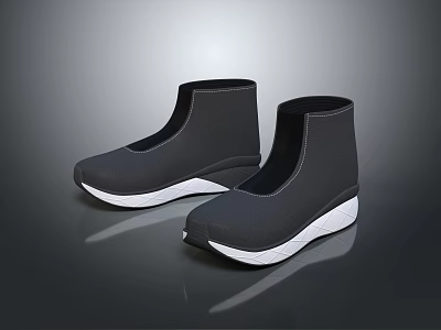 Black High Top Shoes With White Soles And Modern Sleek Design 3d model