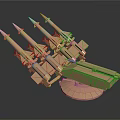 Military Weapon Model With Multiple Missile Launchers Wooden Structure And Circular Base