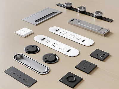 Modern Electrical Sockets And Switch Panels In Various Designs For Home Use 3d model