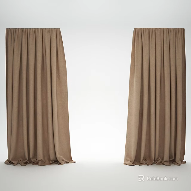 Brown Velvet Curtains With Modern Elegant Soft Drape For Home Interior 3d model