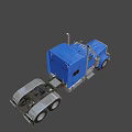 Blue Heavy Duty Semi Truck With Large Cab Dual Exhaust And Chrome Details