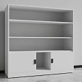 White Bookshelf With Multiple Shelves And Cabinet Doors At Bottom