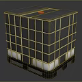 Gray IBC Container With Metal Frame Pallet Base And Red Top Lid