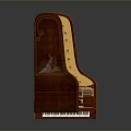 Elegant Wooden Grand Piano With Open Lid Black White Keys And Carved Legs For Home