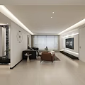 Modern Living Dining Room Interior With Black Sofa White Chair Coffee Table And Feather Art