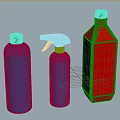 Bathroom Accessories Including Cleaning Bottles With Blue Red Containers And Spray Nozzle Design